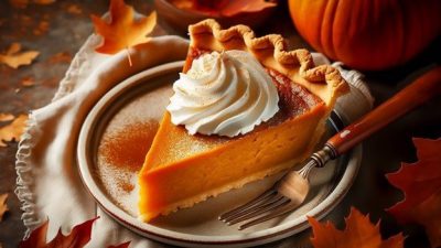 Image of a slice of pumpkin pie